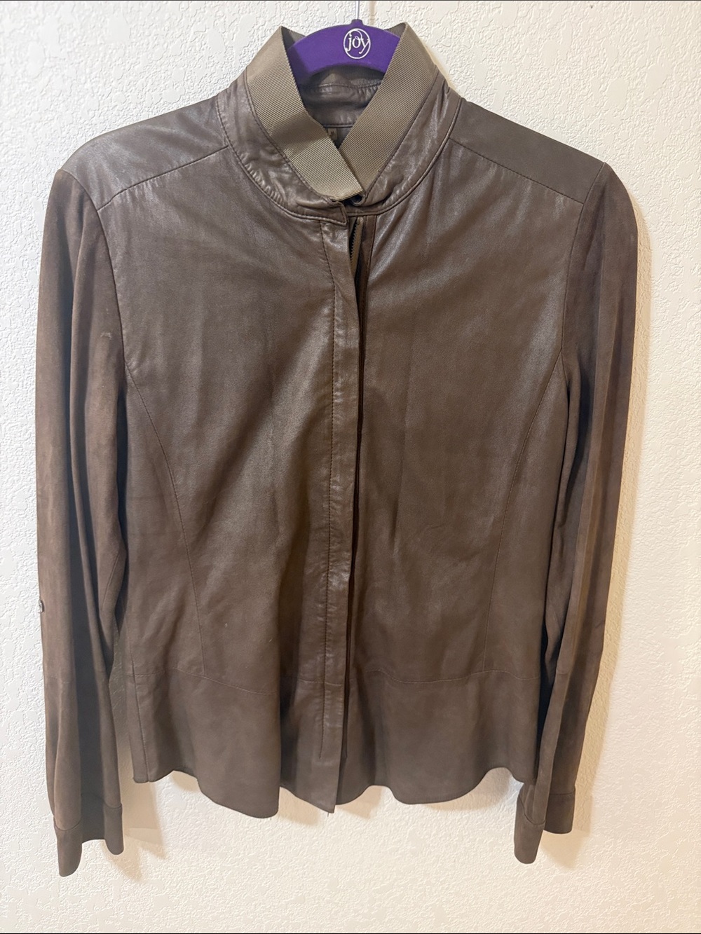 Women's Brown Leather Jacket - Classic Minimalist Style